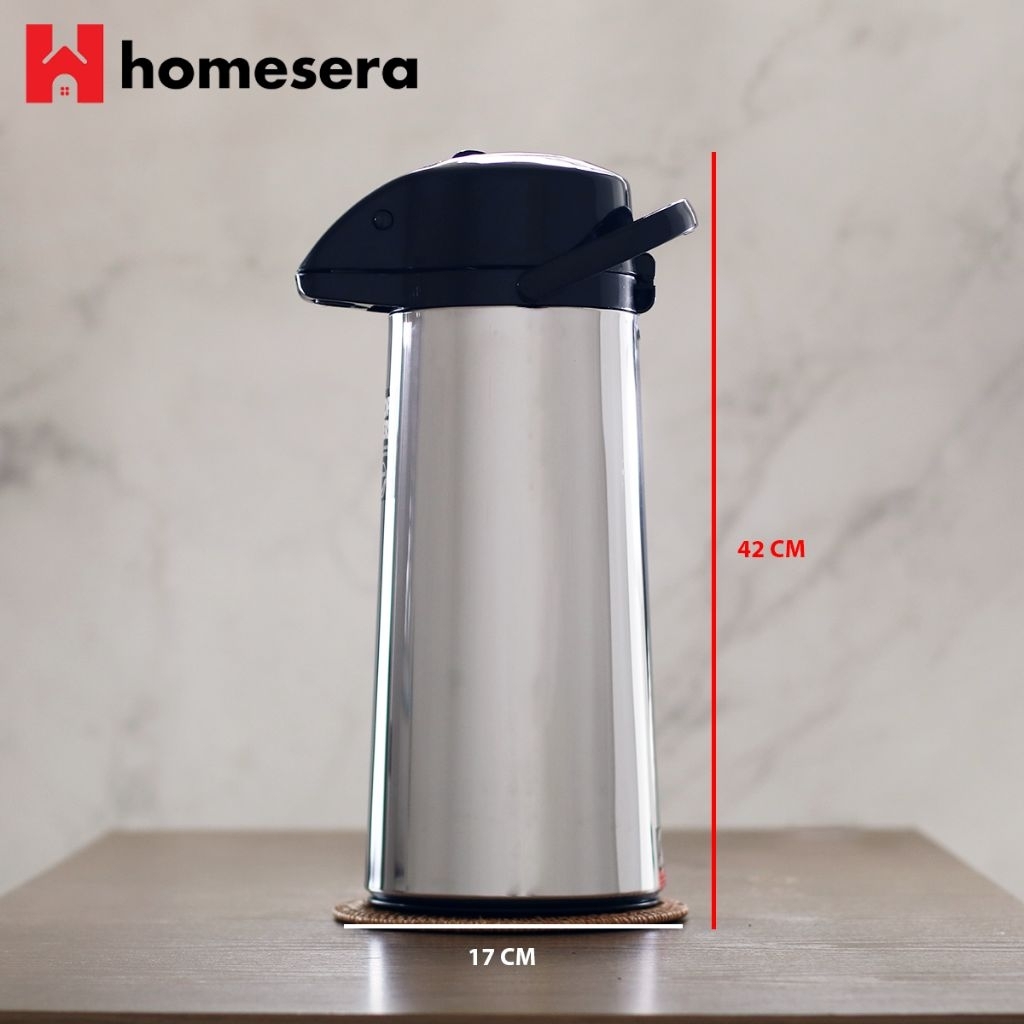 Thermos Air Panas Pencet Airpot Body Stainless Steel Kapasitas 2.5 Liter Sun 2500Ss / Termos Vacuum